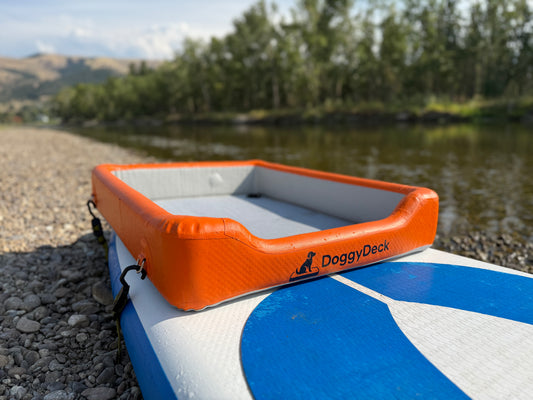 🐾 DoggyDeck™ – Inflatable Paddleboard Dog Platform